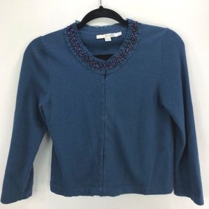 Boden Blue Embellished Cardigan Sweater